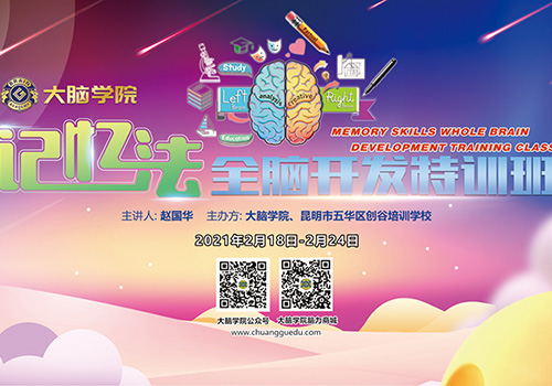 创谷大脑学院记忆法全脑开发特训班背景板-野峰窝