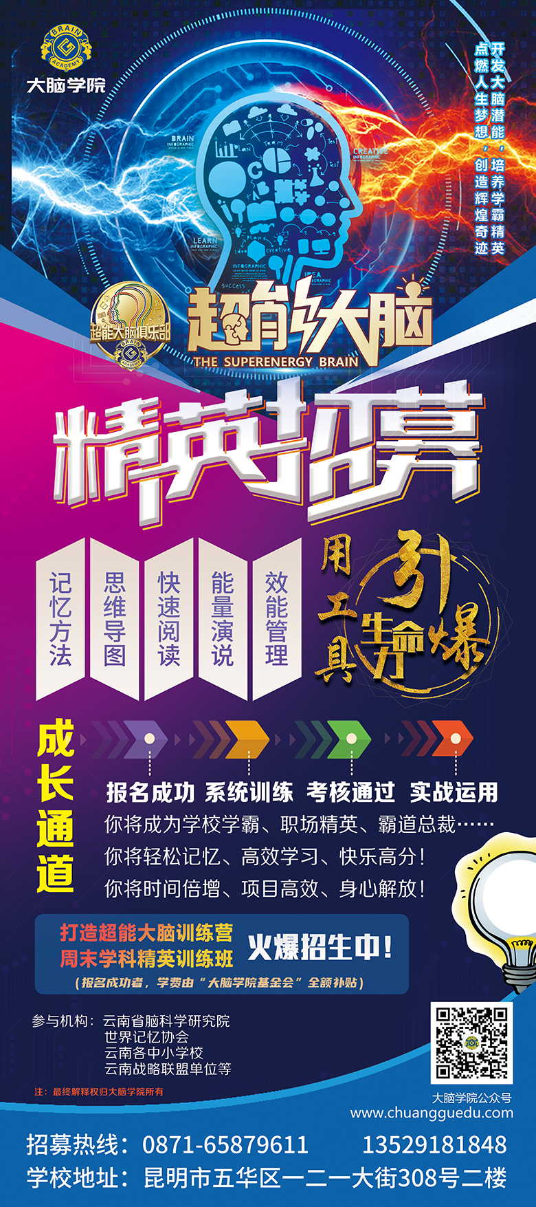 创谷大脑学院超能大脑精英招募易拉宝