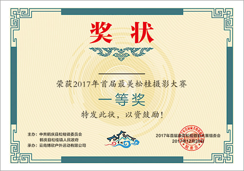 大理鹤庆松桂首届摄影大赛获奖证书-野峰窝